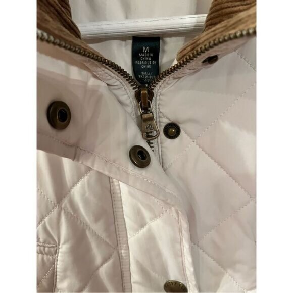 Lauren Ralph Lauren White Quilted & Brown Corduroy Vest sz M EUC - Picture 5 of 7